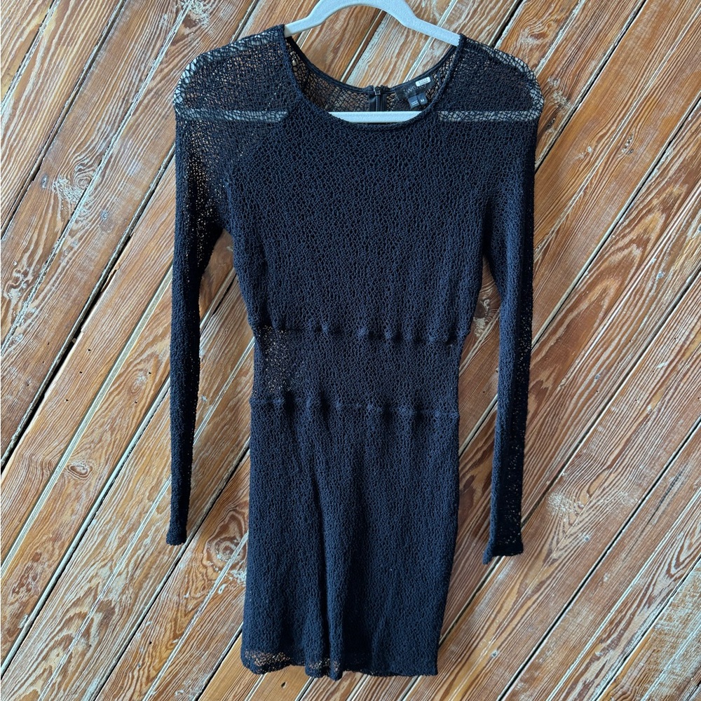 Chic Black Sheer Knit Dress